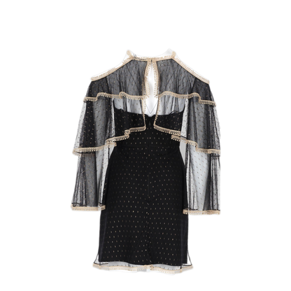 MAYFEYR - THURLEY - Abito Con Cappa In Tulle Plumetis - 1405956BLACKGOLD