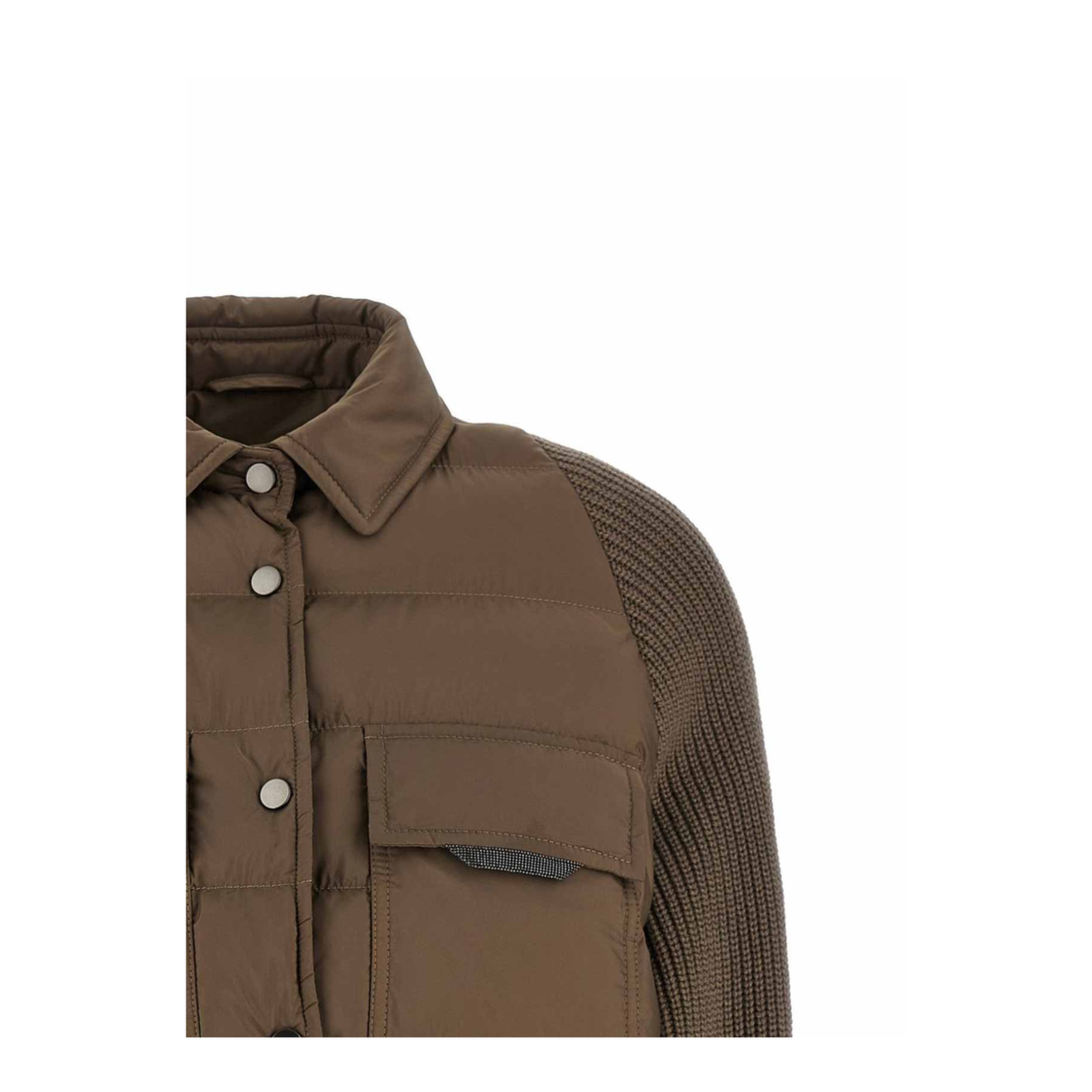 Nylon Short Down Jacket - Grey