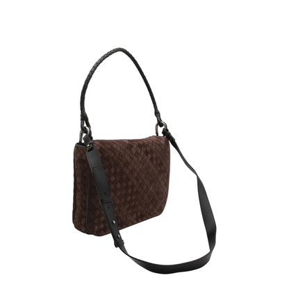 Intrecciato Suede Shoulder Bags - Brown