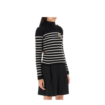 Stripe Sleeveless Pullover Black