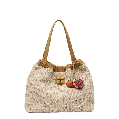 Cristina One Size Two-Way Weave Tote - Natural