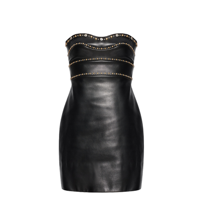 Leather Off-Shoulder Dress Black