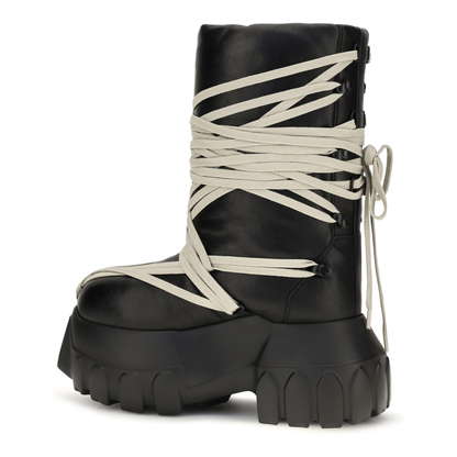 MAYFEYR - Rick Owens - Megalace Lunar Mega Tractor Knee-High Boots - RP02F5862LGYPW1