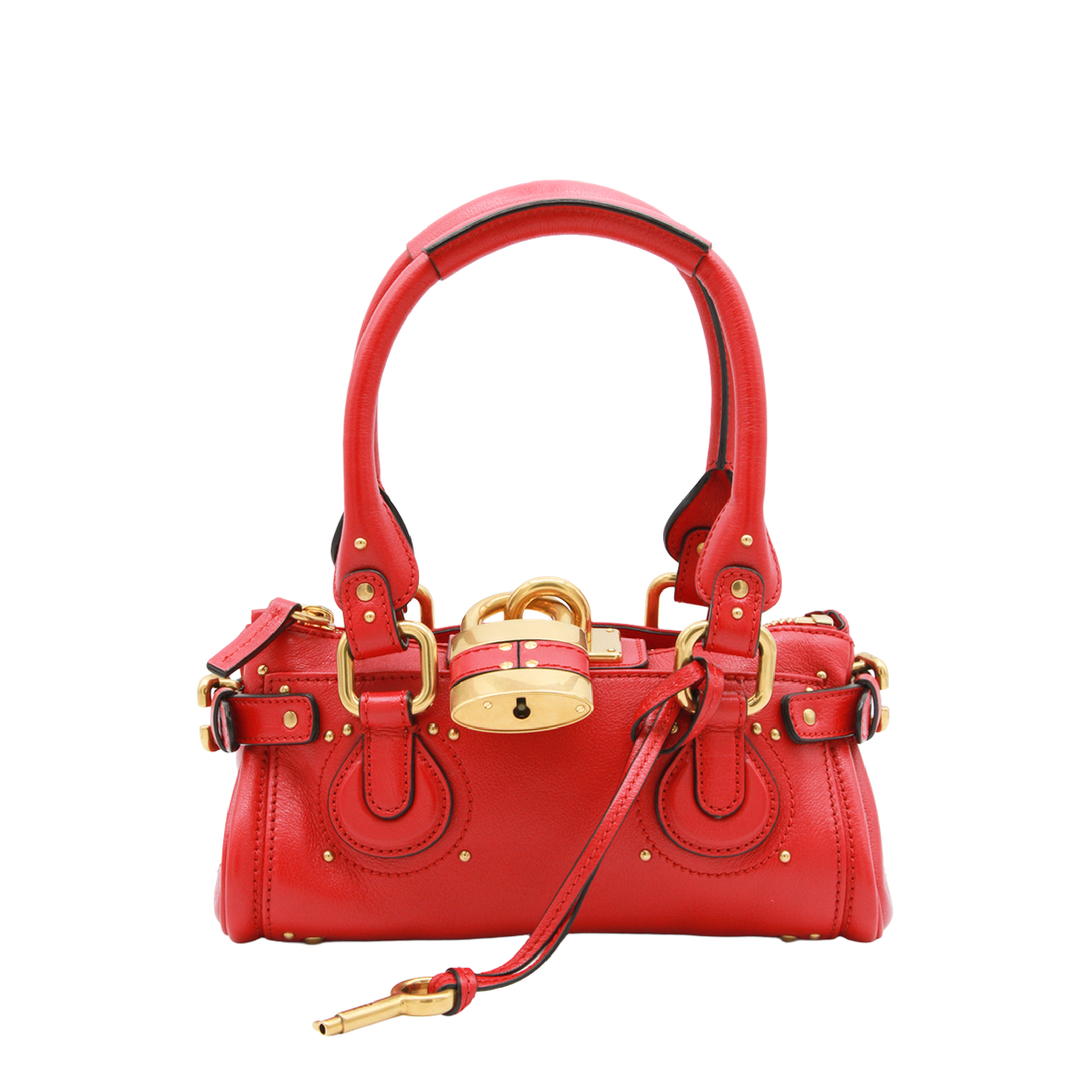 Paddington Small Grained Buffalo Leather Shoulder Bag - Tulip Red