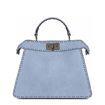 Peekaboo ISeeU Small Calfskin Tote - Mercury Blue