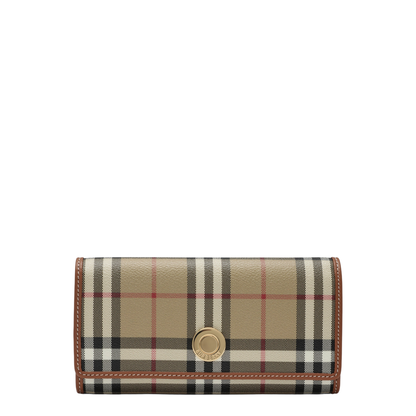 Check Continental Wallet In Coated Cotton Blend Beige