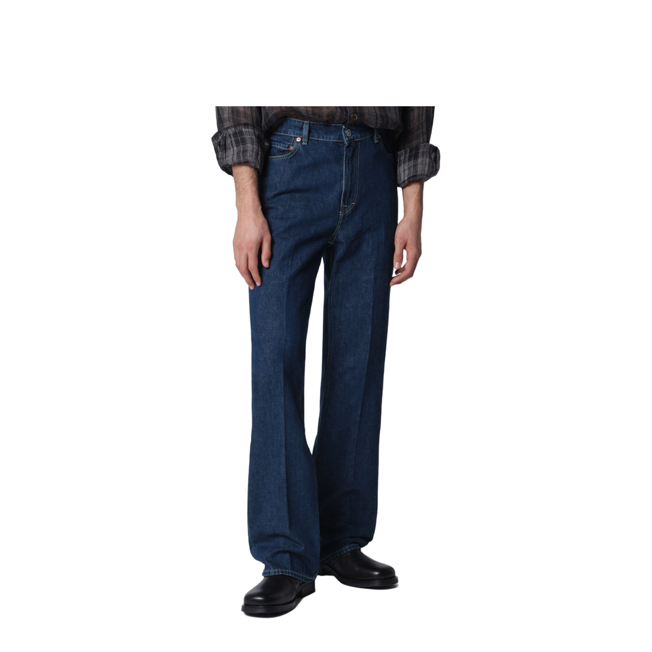 70S Cut High-Waisted Flared Indigo Jeans