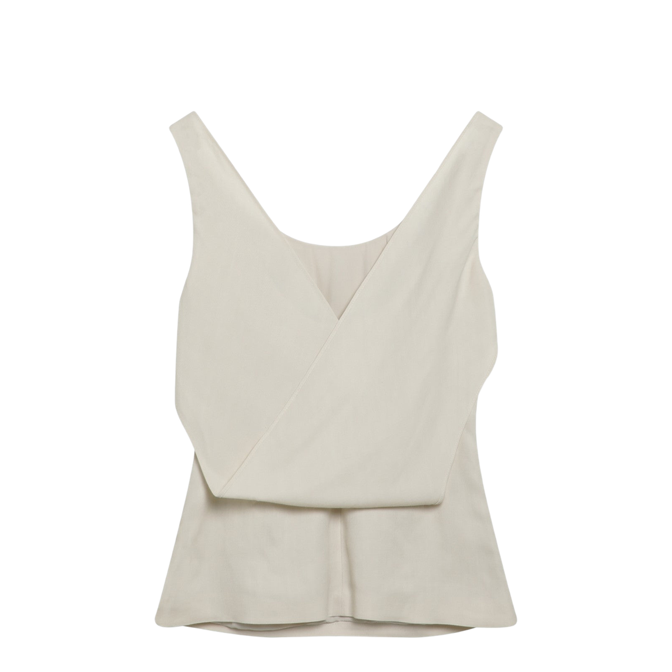 Cream-colored Top in Fluid Viscose and Linen Twill