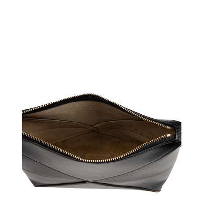Puzzle Fold Leather Pouch - Black