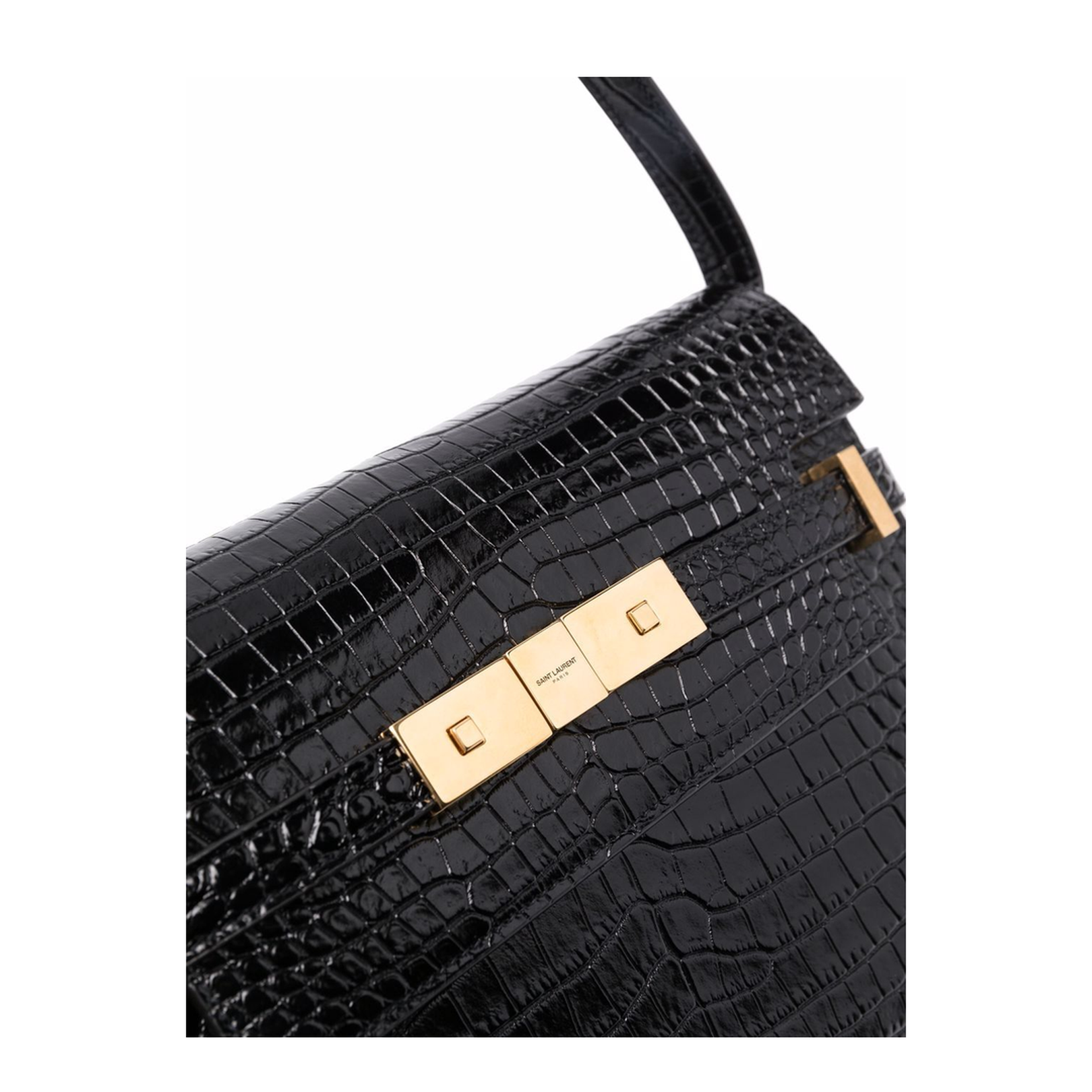 Manhattan Small in Shiny Crocodile-Embossed Leather