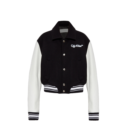 Jacket with leather sleeves