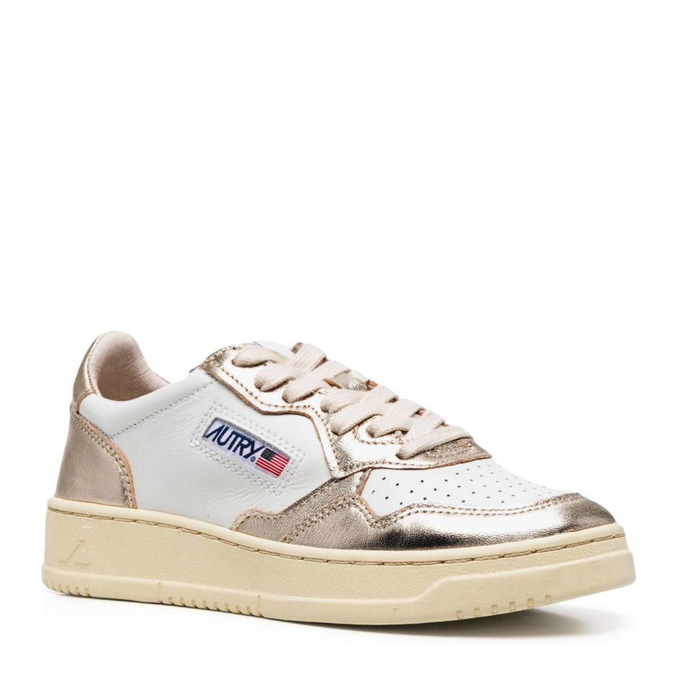 Medalist Low Biccolor Leather Sneakers White/Gold