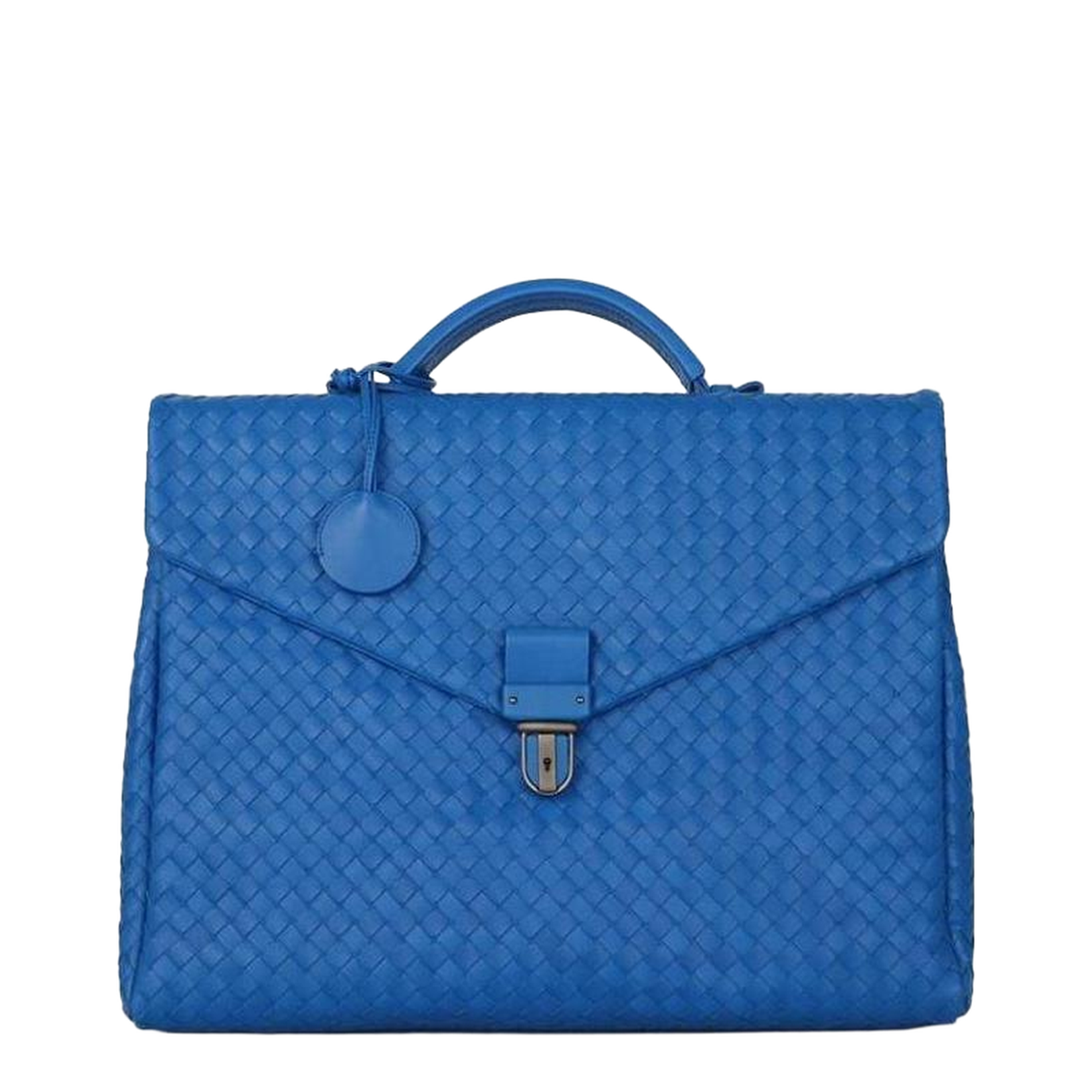 Intrecciato Leather Briefcase - Blue