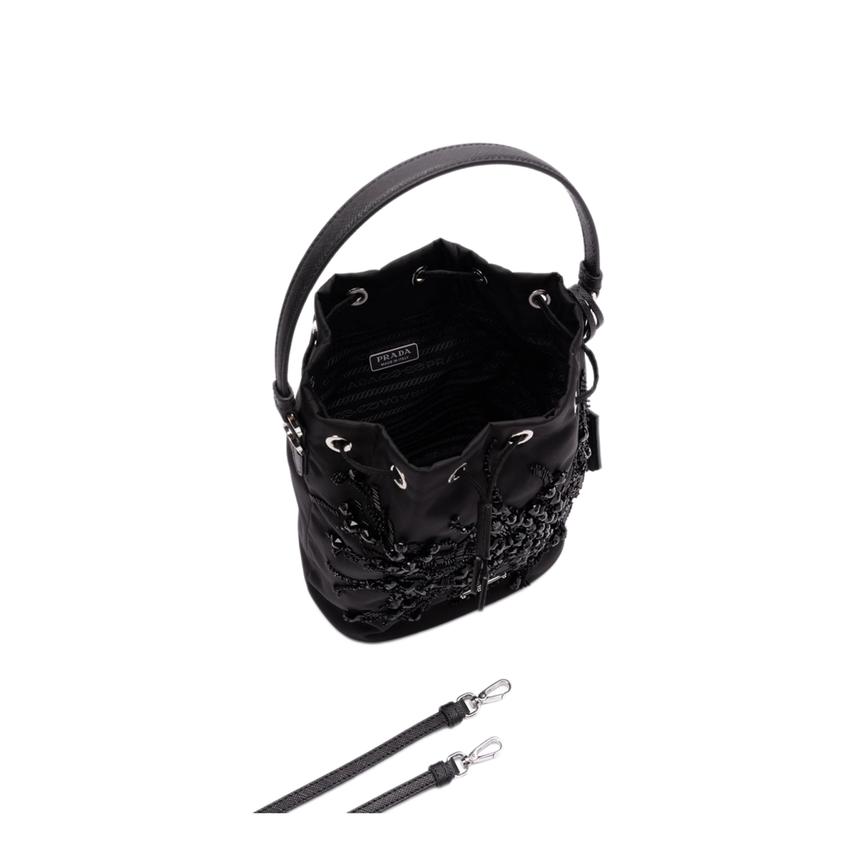 Re-Nylon Small Recycled Polyamide Bucket Bag - Black