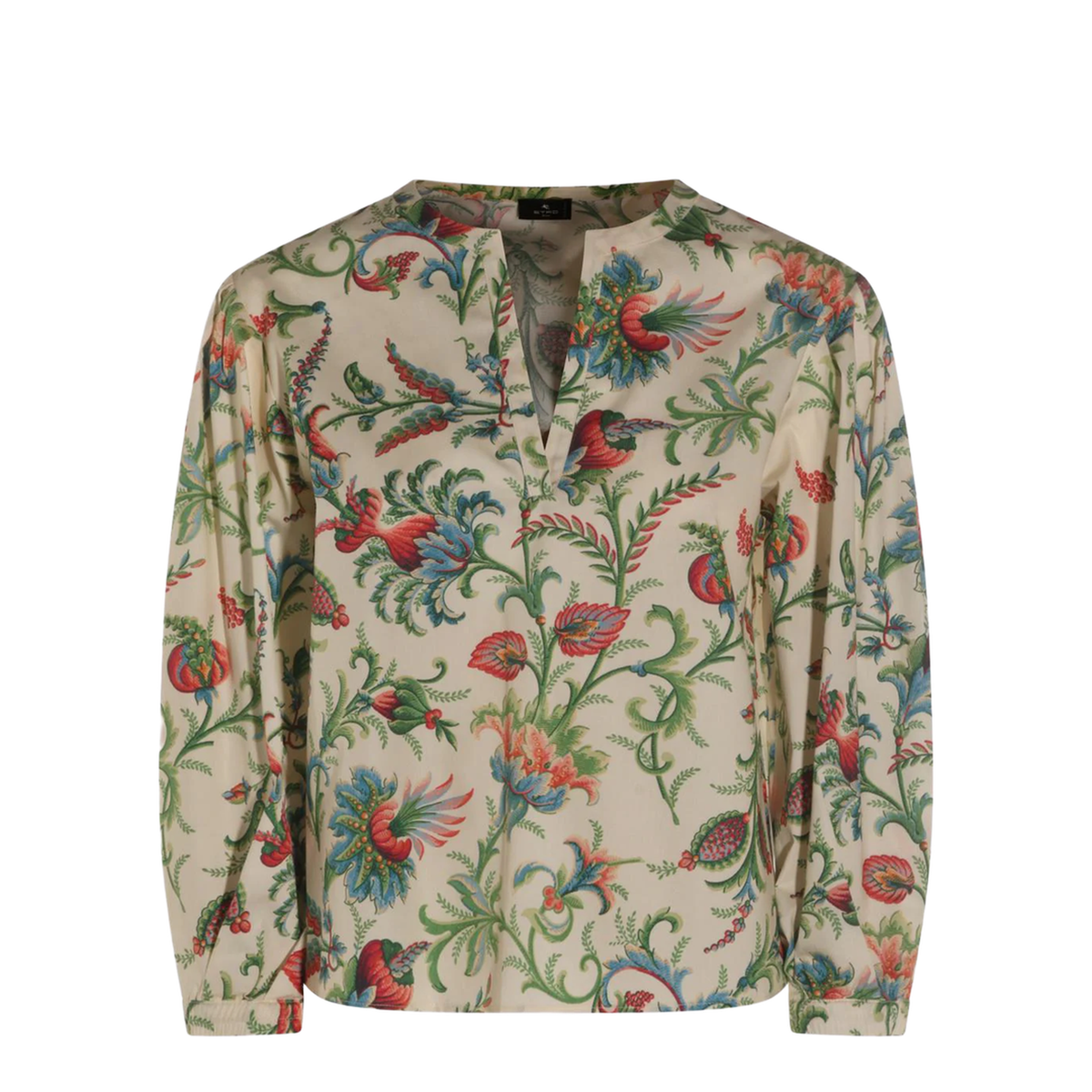Cotton Blouse with Floral Motif