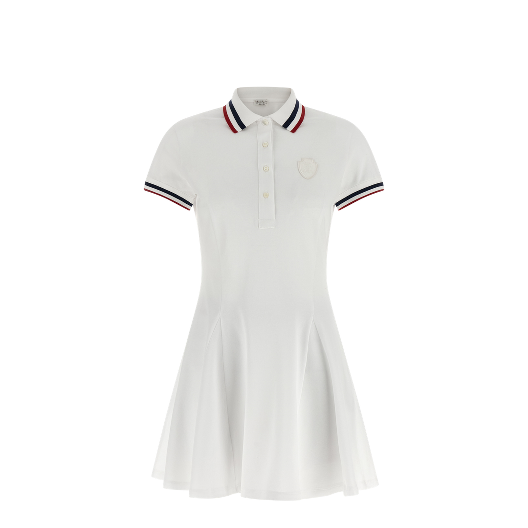 White Minidress With Classic Collar And Shorts In Cotton