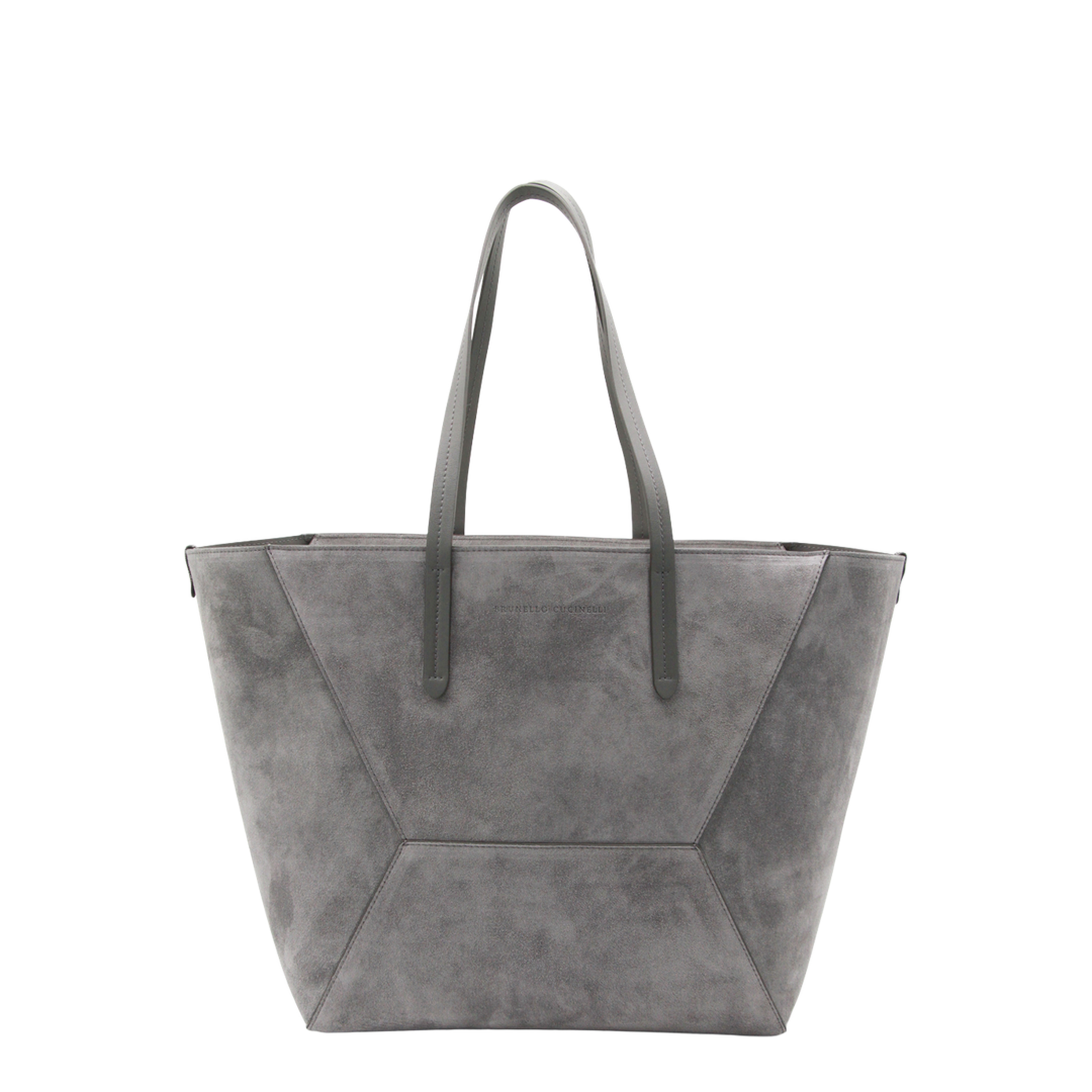 Duo Medium Suede Shopper Tote - Grigio
