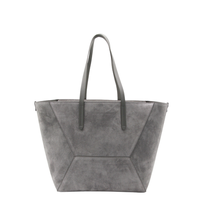 Duo Medium Suede Shopper Tote - Grigio