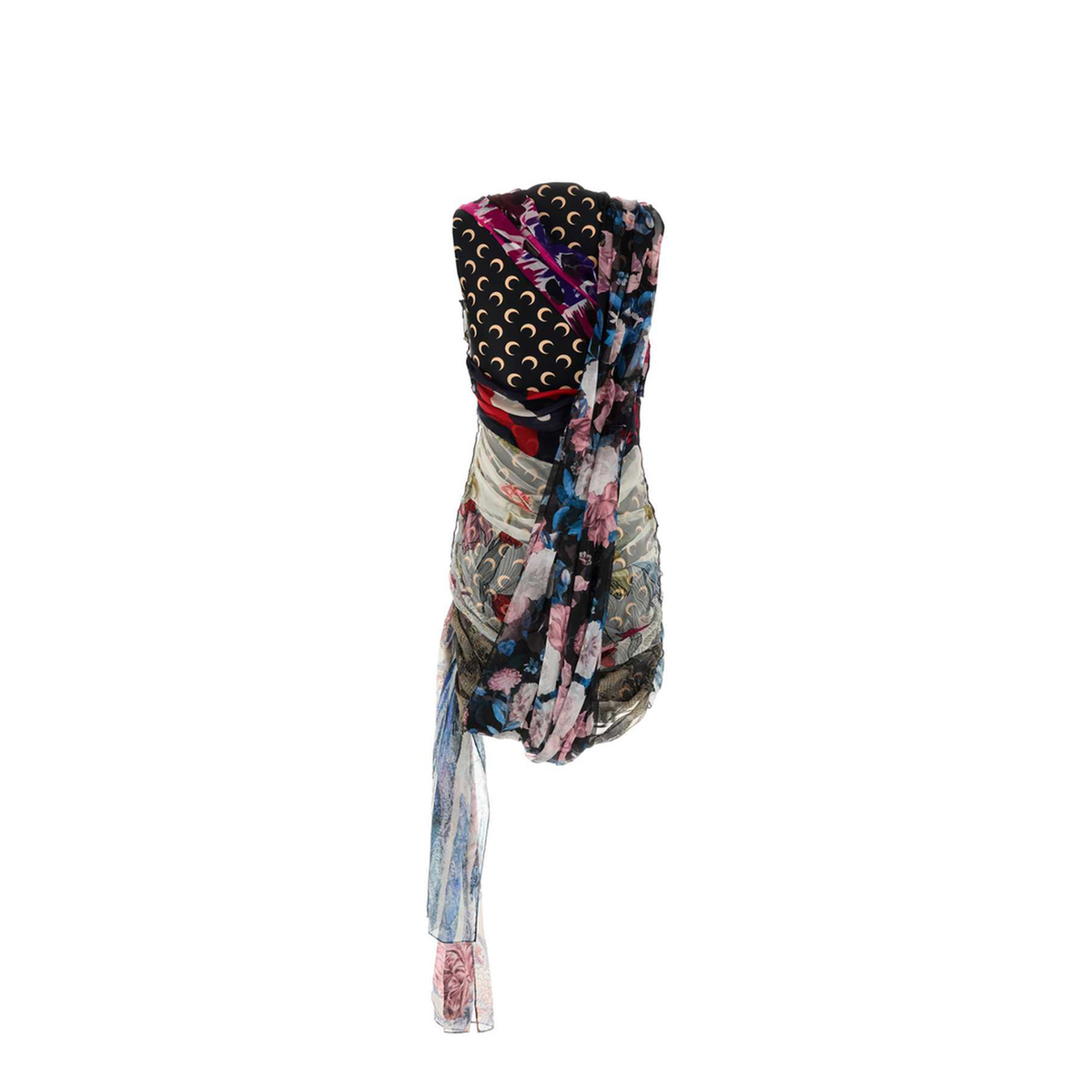 MAYFEYR - Marine Serre - Upcycled Silk Scarves Draped Dress - WDR029ADWOV0041MU00
