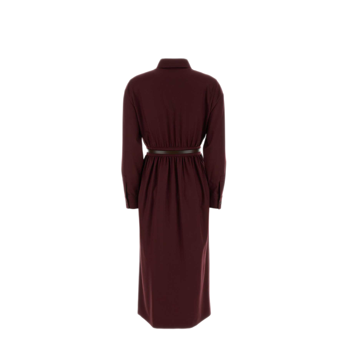 MAYFEYR - Max Mara - Burgundy Stretch Wool Dalmata Shirt Dress - 2621226022600005