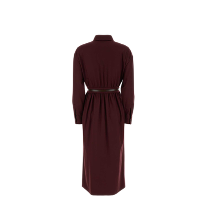 MAYFEYR - Max Mara - Burgundy Stretch Wool Dalmata Shirt Dress - 2621226022600005