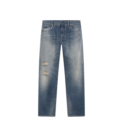 MAYFEYR - Dolce & Gabbana - Blue Washed-Effect Jeans With Logo Plaque - GP02XDG8PO5S9001