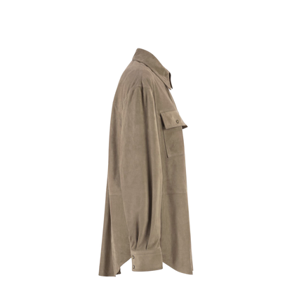 Suede Overshirt with Patch Pockets