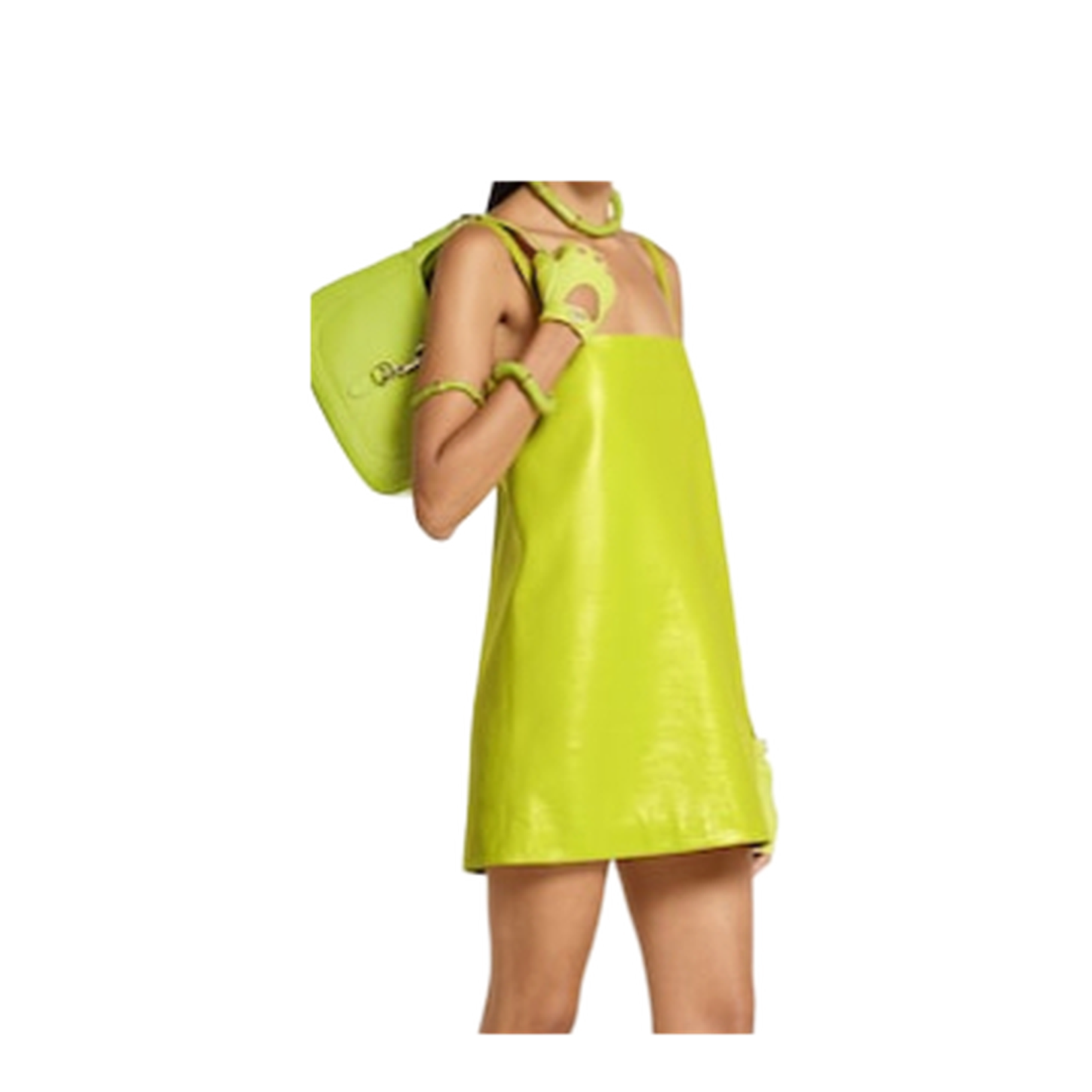 Shiny Leather Mini A-Line Dress