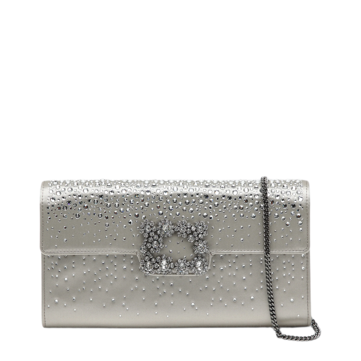 MAYFEYR - Roger Vivier - Efflorescence Satin Clutch Bag Pearl Grey - RBWAMFDY200RS0B007