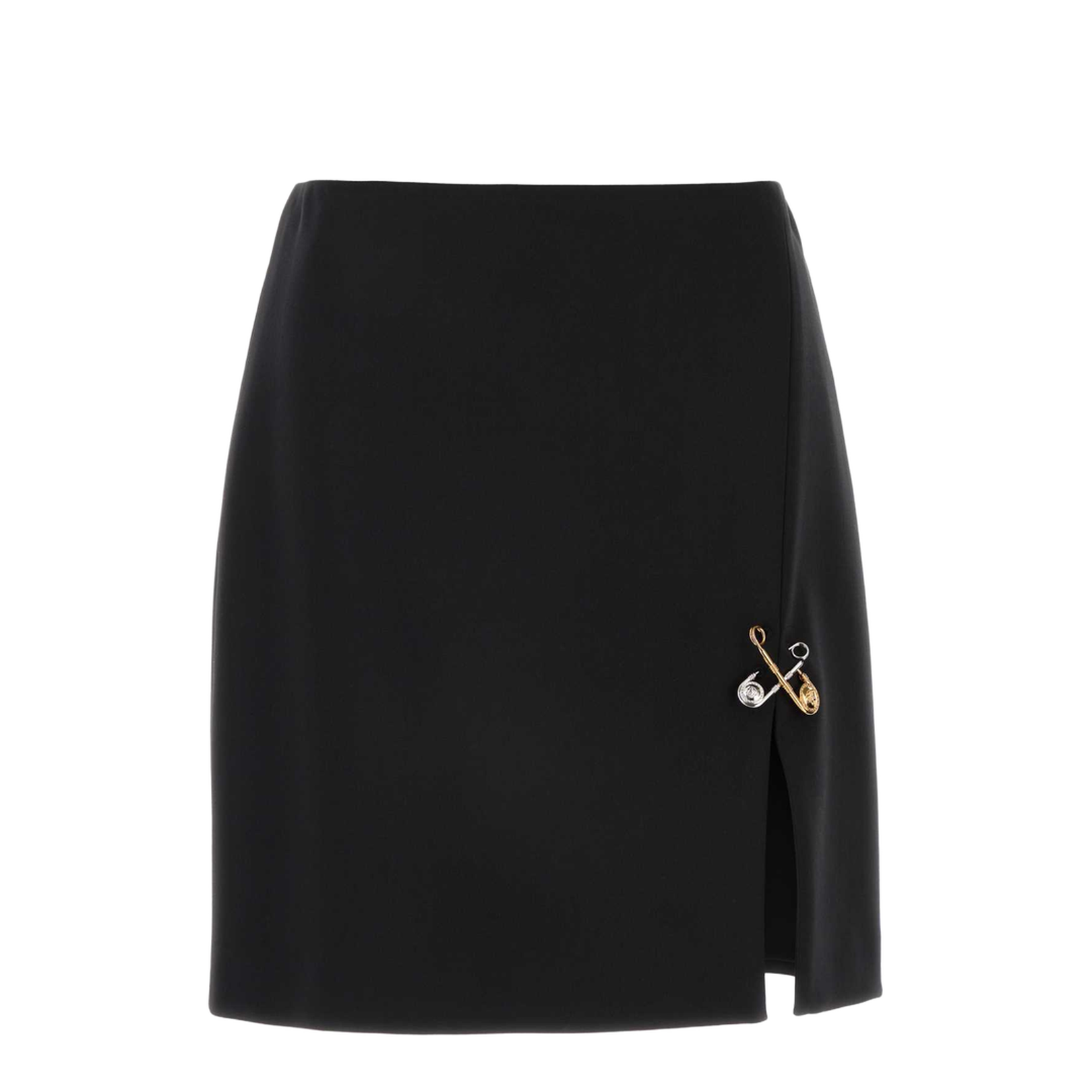 Black Stretch Wool Skirt