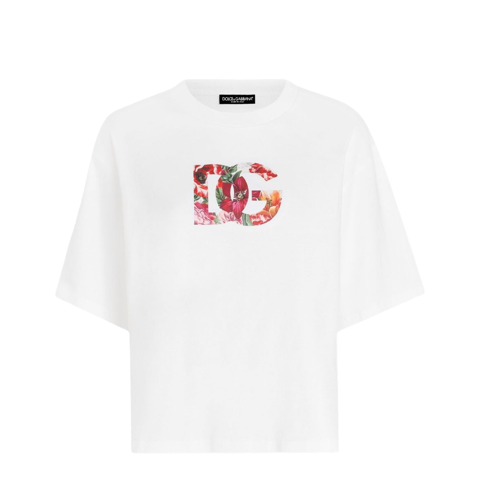 Flower-print Short-sleeved T-shirt in White