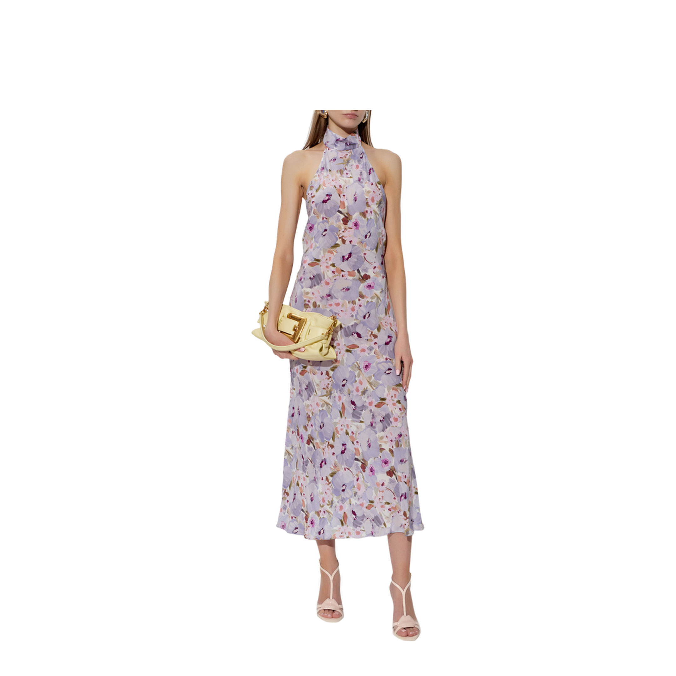 Silk Dress with Floral Motif
