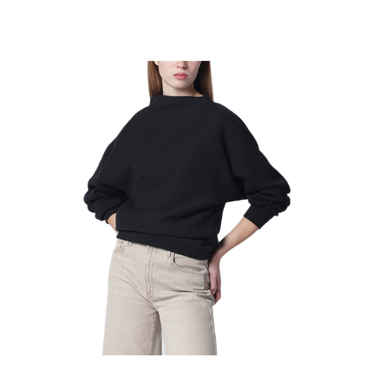 MAYFEYR - 6397 - Black Draped Sweatshirt - NT730COBLACK