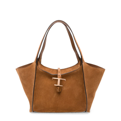 T Timeless Small Calf Leather Tote Bag - Brown