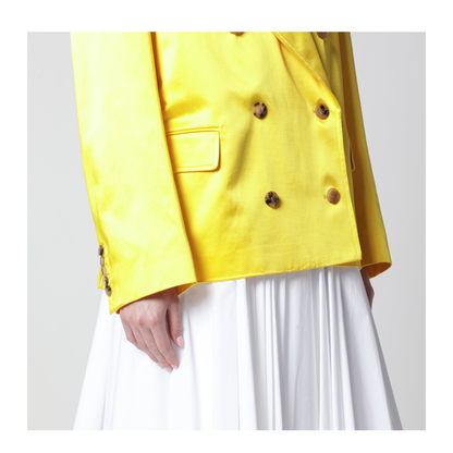 Double-Breasted Cotton Blend Jacket Shiny Yellow