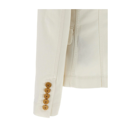 Double-breasted denim blazer