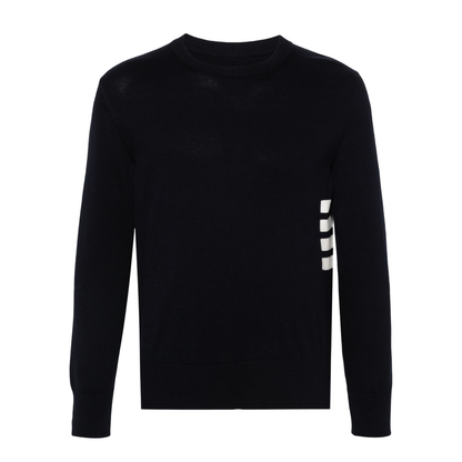 Navy Blue Cotton Fine Knit Sweater