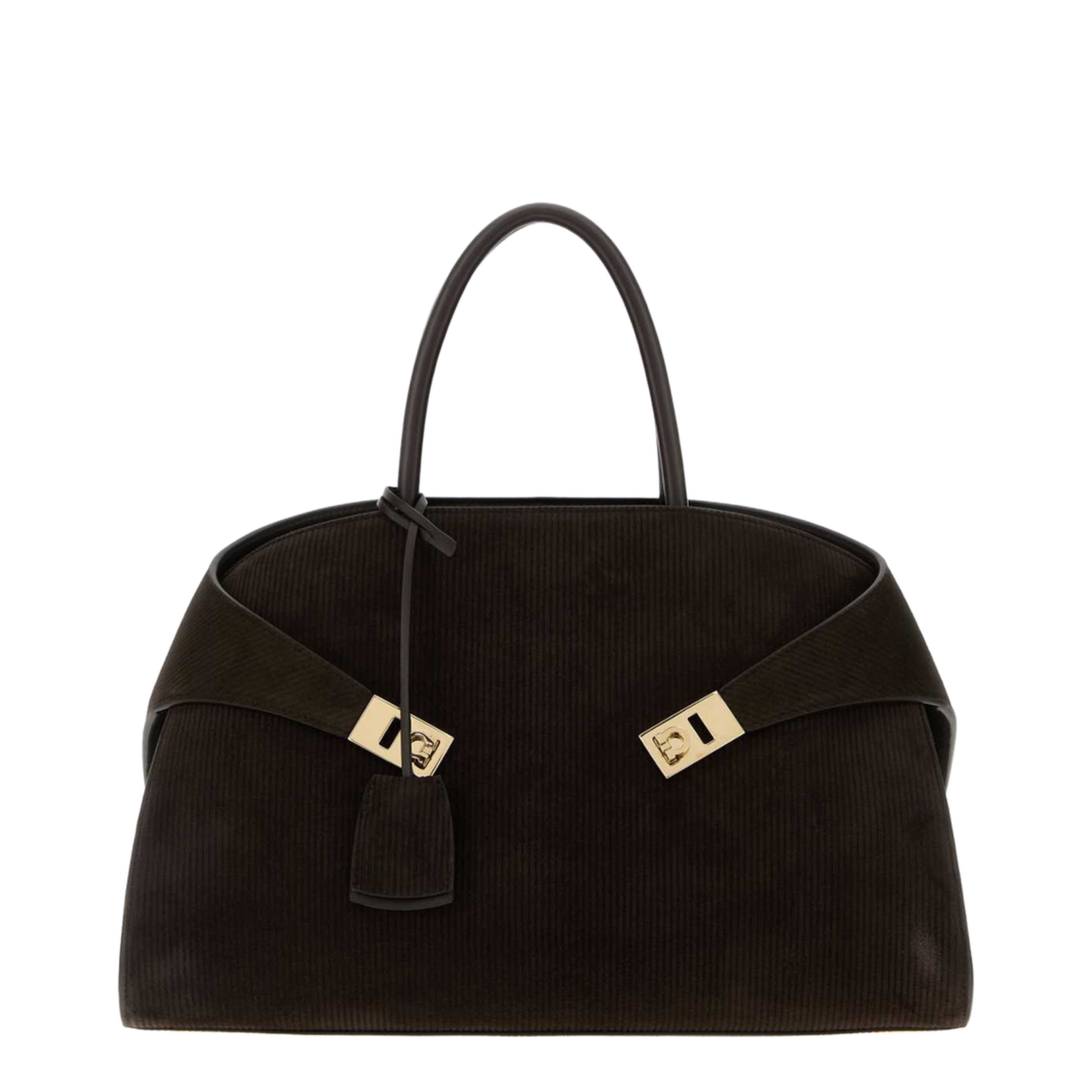 Dark Brown Suede Medium Hug Handbag