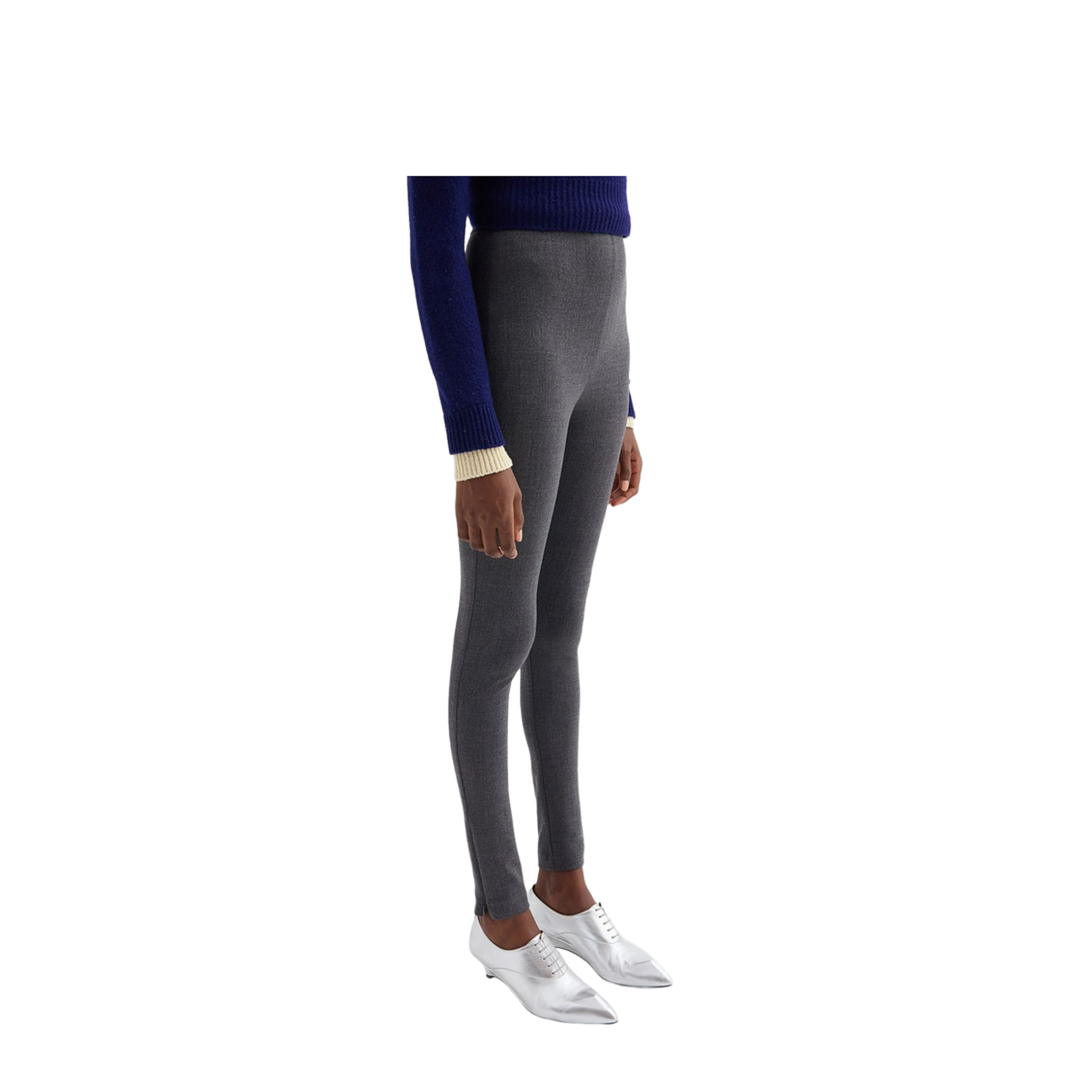 Black Stretch Virgin Wool Blend Pant