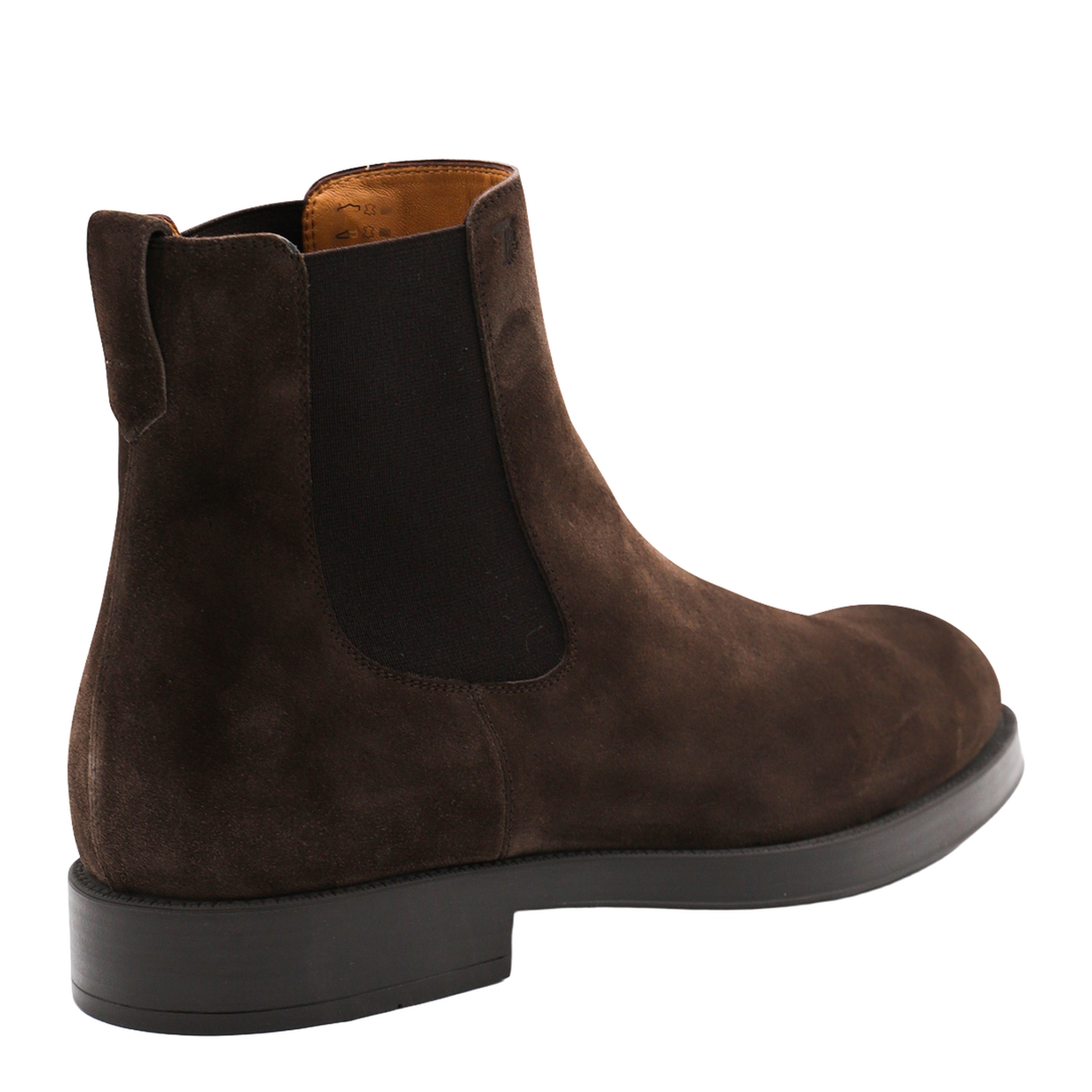 Coffee Brown Elasticated Side Panels Low Stacked Heel Round Toe