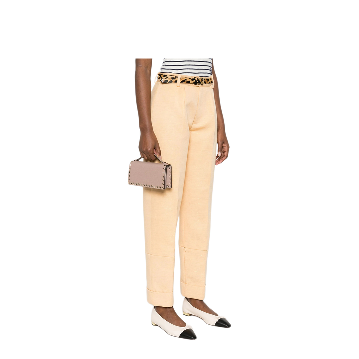 Rockstud Small Grainy Calfskin Shoulder Bag - Light Ivory
