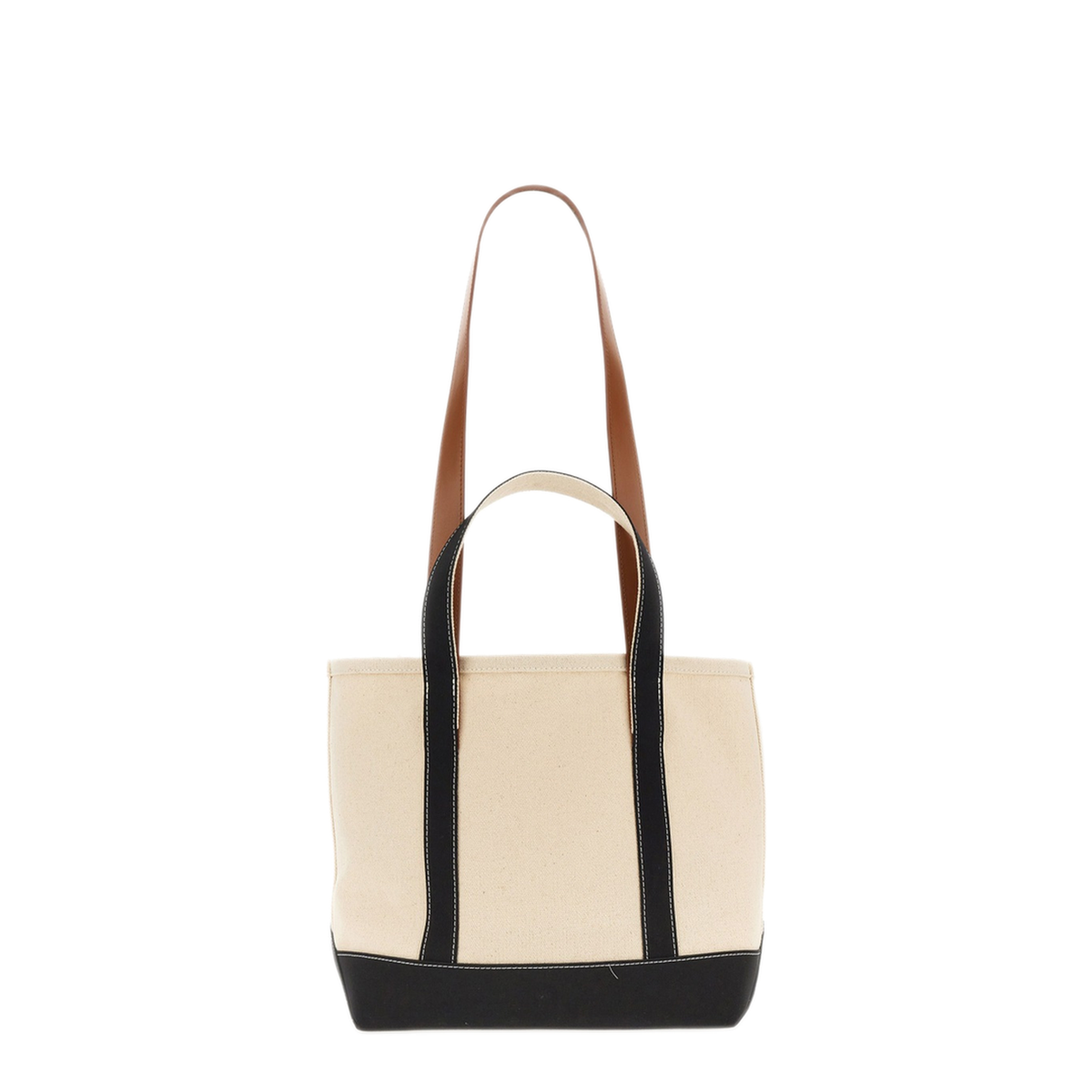 Logo-Print Canvas Tote - Off-white/black/brown