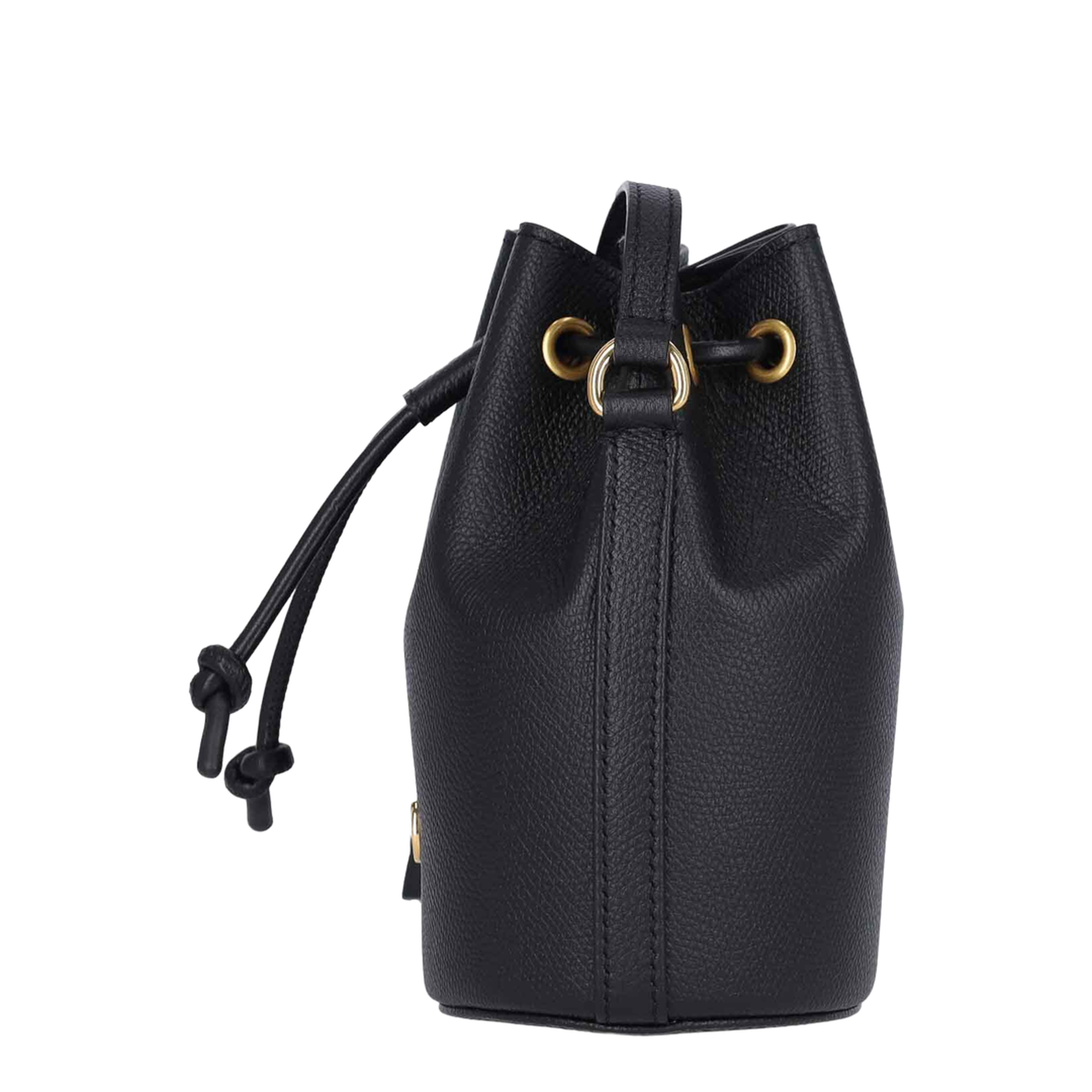 Black Leather Bucket Bag