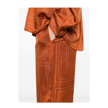 Brown Pants with Wide Leg and All-Over Logo Print