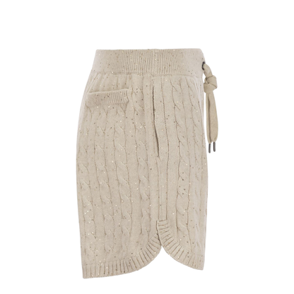 Cotton Knit Shorts with Sequins