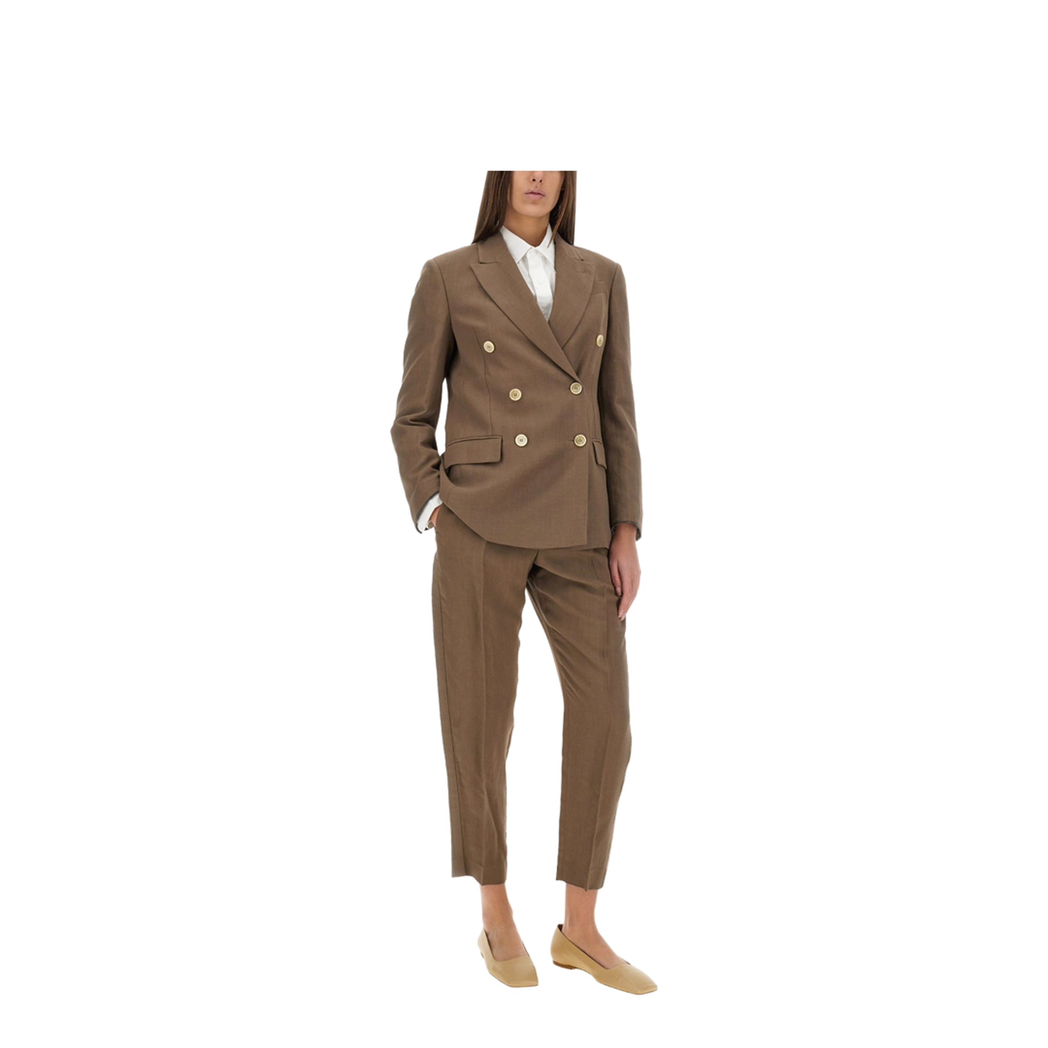 Linen Blend Double-Breasted Jacket