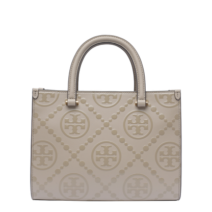 T Monogram Top-Handle Embossed Tote