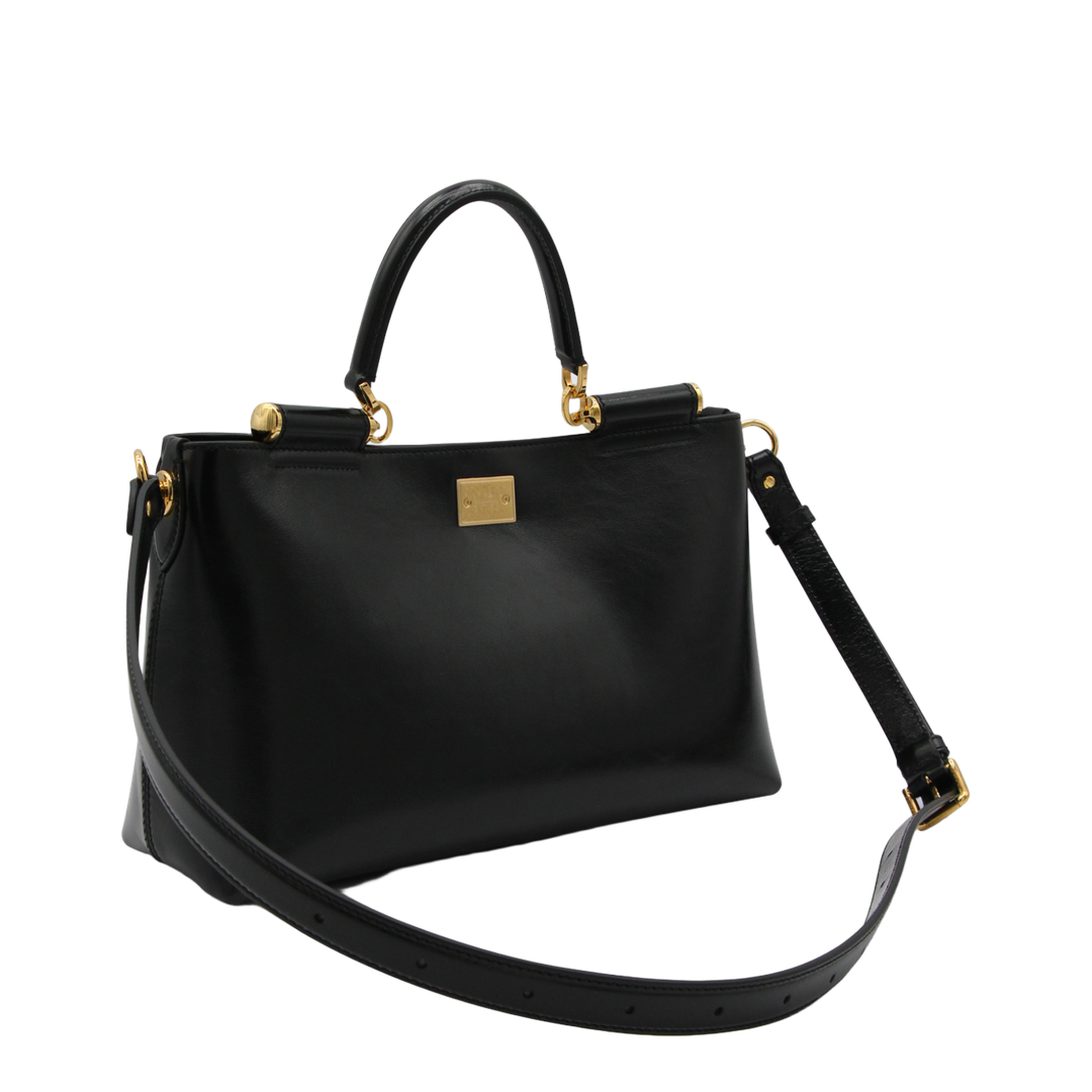 Vittoria Medium Calfskin Handbag - Black