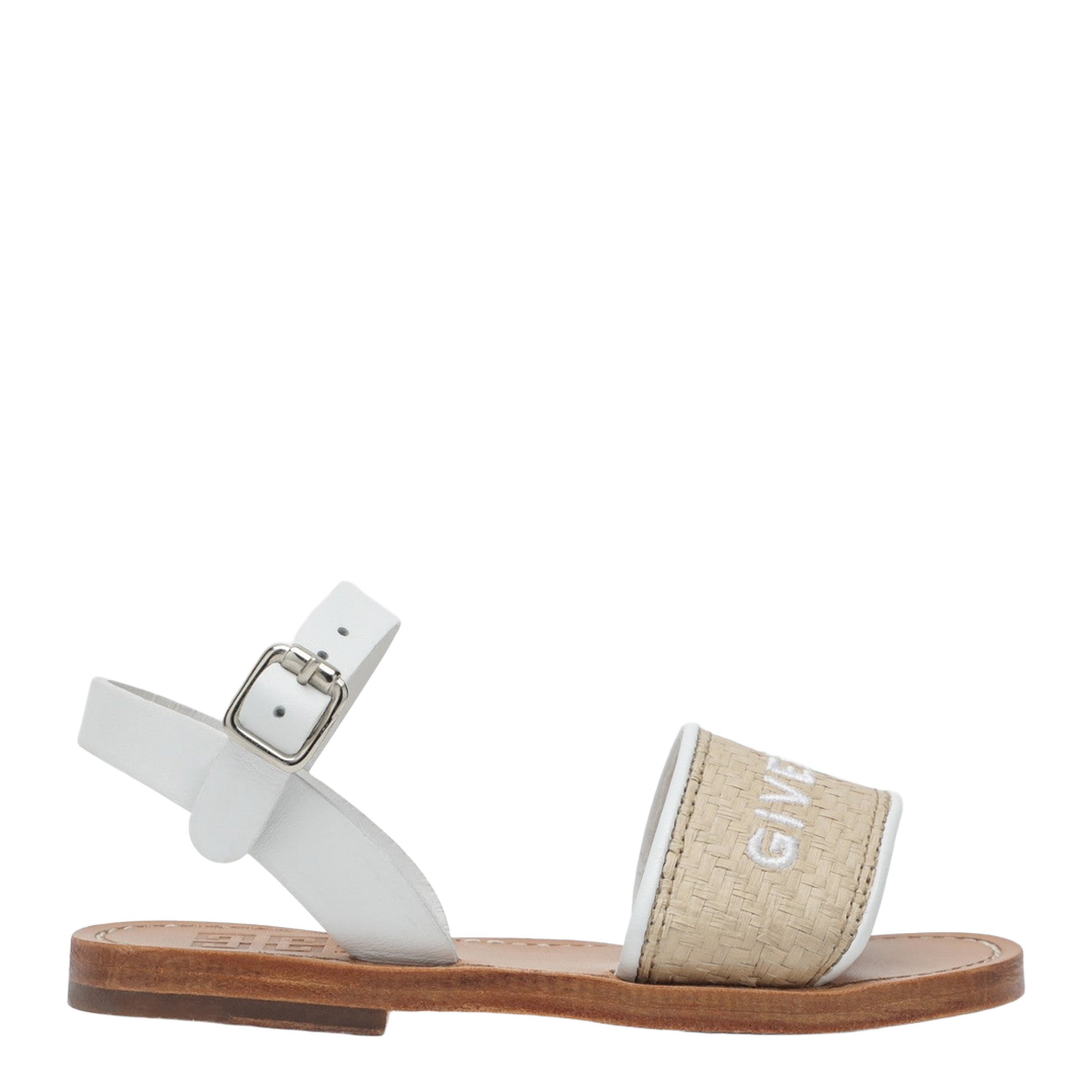 White Beige Sandals with Logo