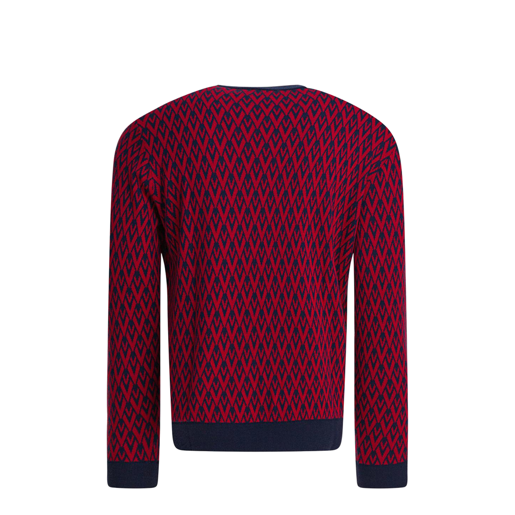 Embroidered Cotton Sweater Red